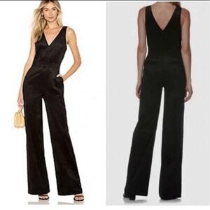 PAIGE‎ Jumpsuit Women's Small Black Sleeveless Corduroy Wide Leg V-Neck Pockets